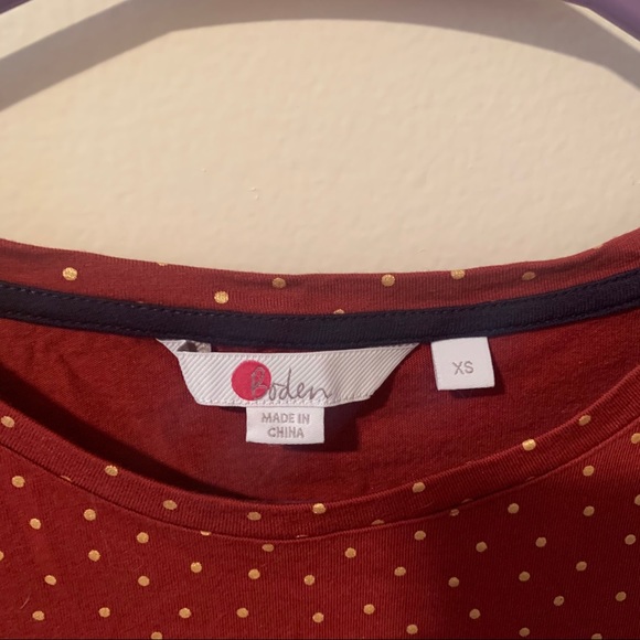 Boden Orange & Gold Polka Dot Long Sleeve Top-XS - Picture 2 of 5